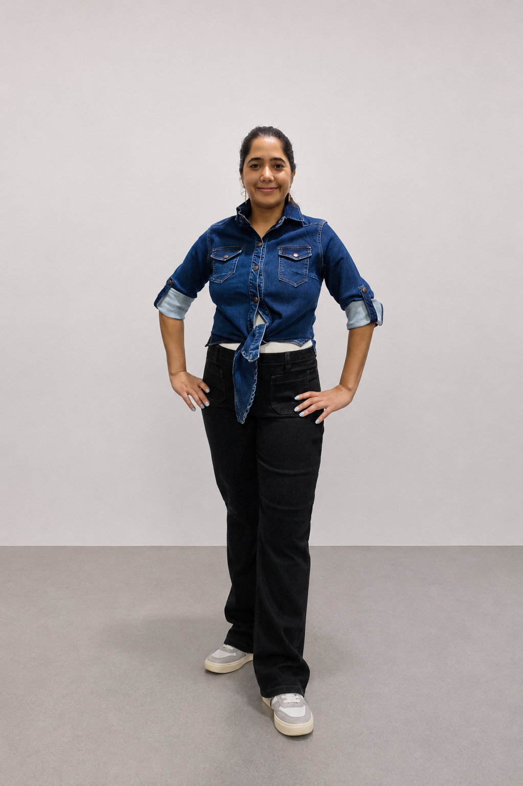 VYKA Camisa larga de mezclilla de manga larga y estilo informal para mujer, adecuada para chaqueta de mezclilla de invierno, estilo vaquero, color azul marino