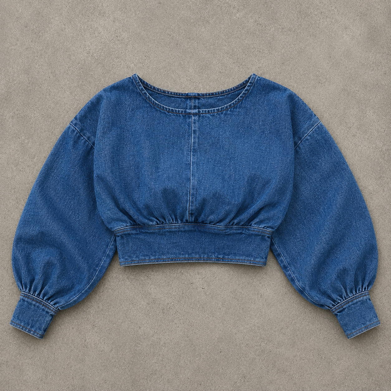 VYKA Crop top de mezclilla de manga larga y estilo informal para mujer, adecuada para top de mezclilla de invierno, estilo chic, color azul marino