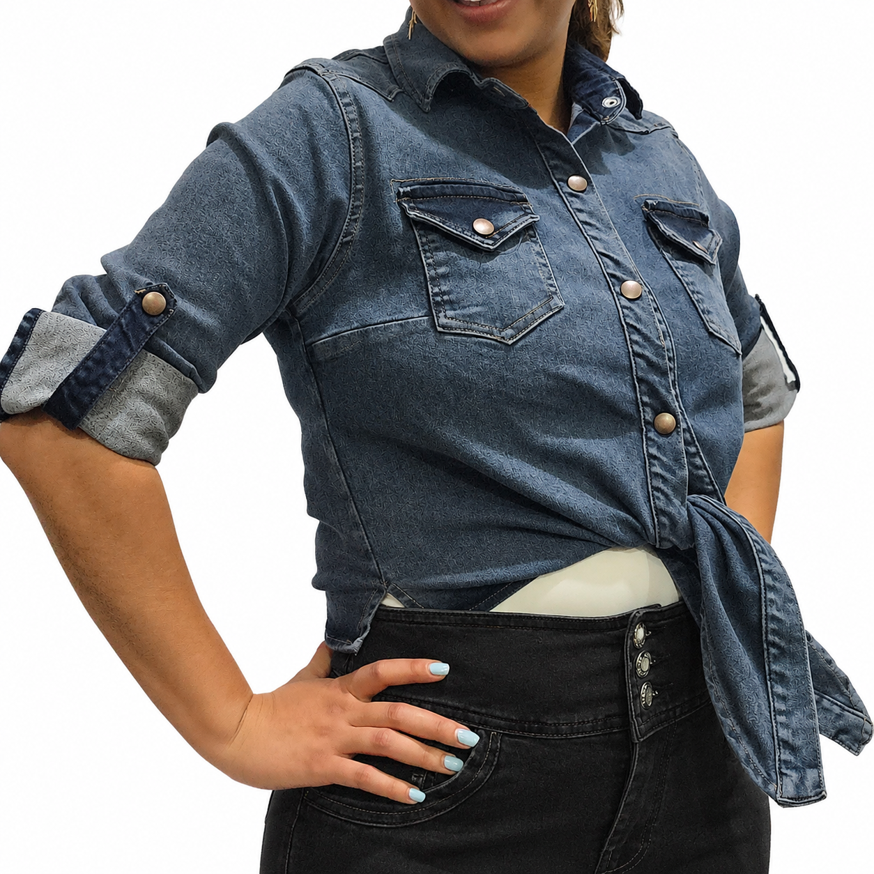 VYKA Camisa larga de mezclilla de manga larga y estilo informal para mujer, adecuada para chaqueta de mezclilla de invierno, estilo vaquero, color gris