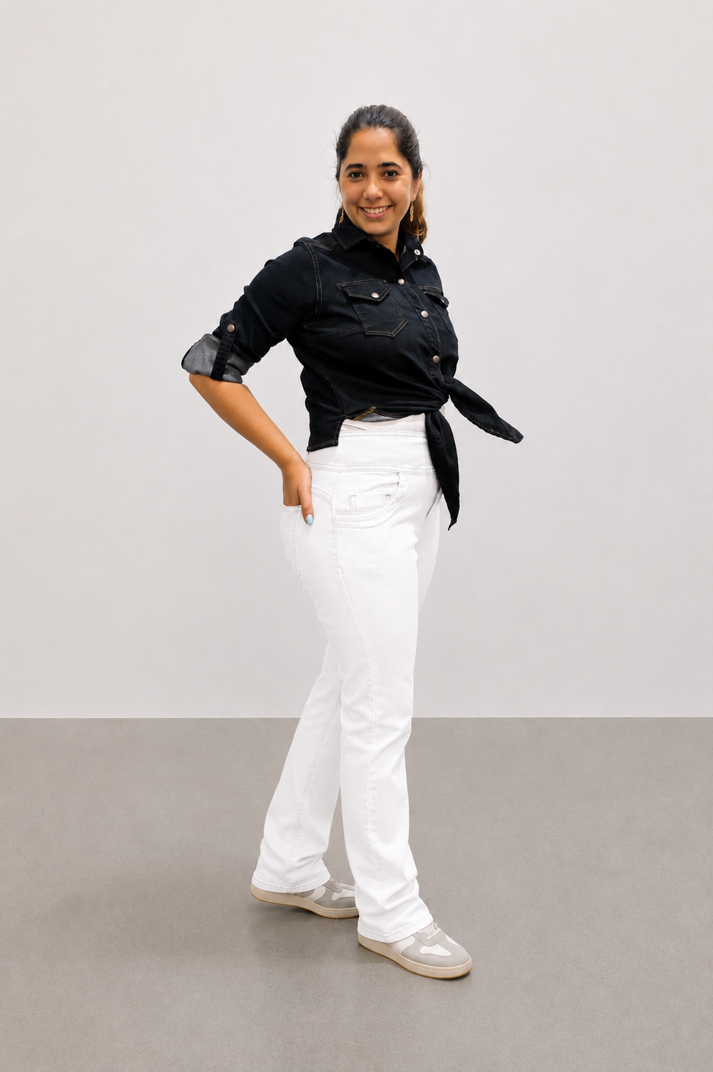 VYKA Camisa larga de mezclilla de manga larga y estilo informal para mujer, adecuada para chaqueta de mezclilla de invierno, estilo vaquero, color negro
