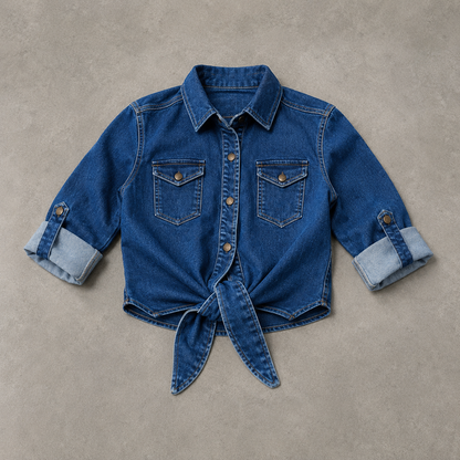 VYKA Camisa larga de mezclilla de manga larga y estilo informal para mujer, adecuada para chaqueta de mezclilla de invierno, estilo vaquero, color azul marino
