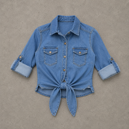 VYKA Camisa larga de mezclilla de manga larga y estilo informal para mujer, adecuada para chaqueta de mezclilla de invierno, estilo vaquero, color azul claro
