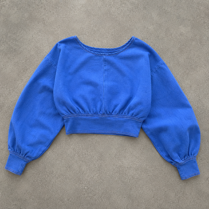 VYKA Crop top de mezclilla de manga larga y estilo informal para mujer, adecuada para top de mezclilla de invierno, estilo chic, color azul claro
